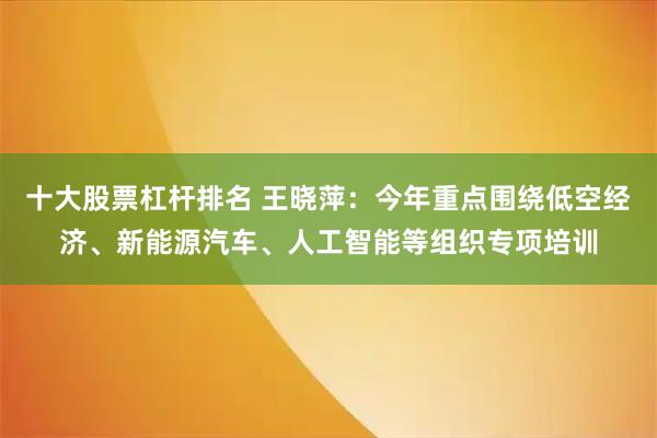 十大股票杠杆排名 王晓萍：今年重点围绕低空经济、新能源汽车、人工智能等组织专项培训